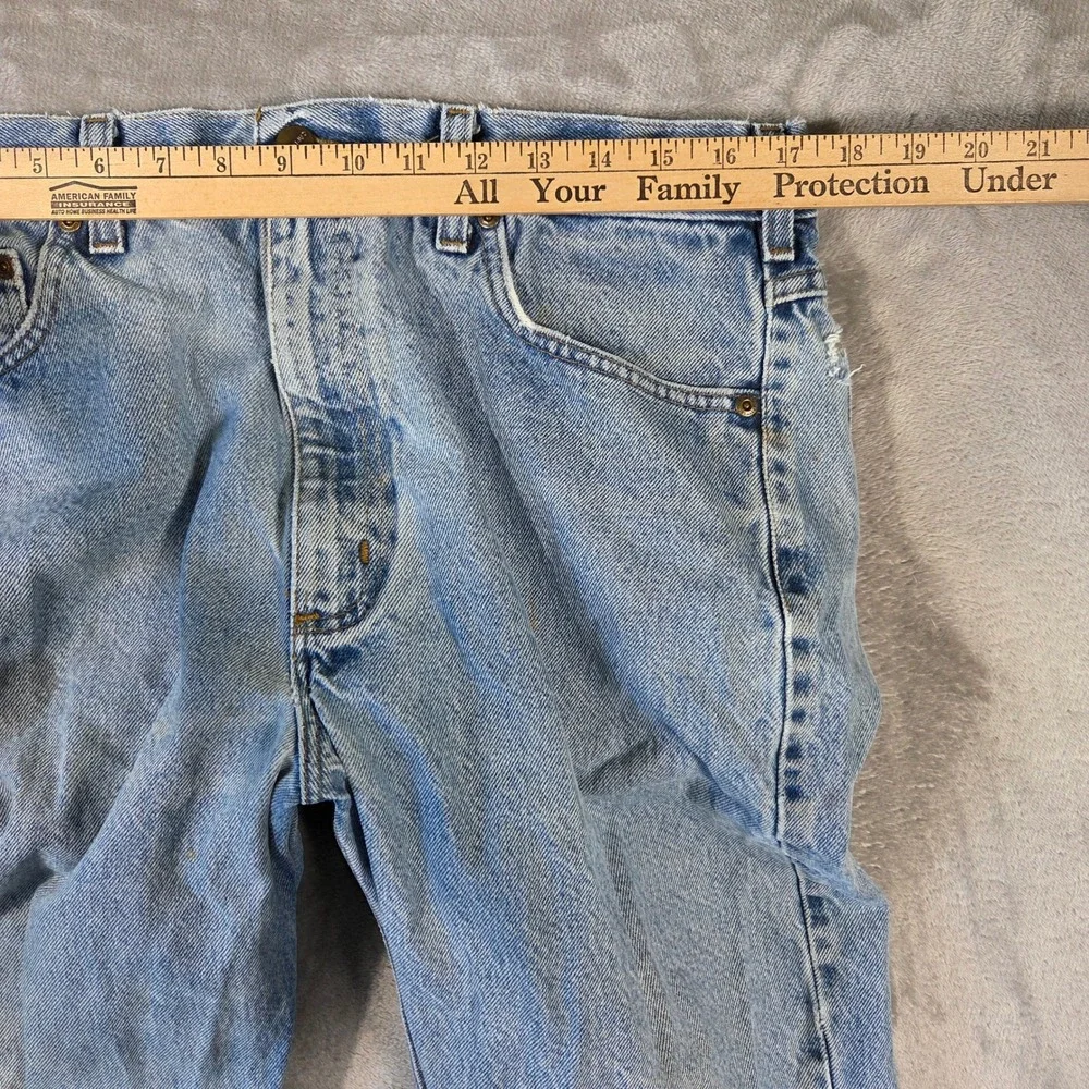 Vtg Carhartt B17 DST Relaxed Fit Jeans Mens 36x36 Light Wash Blue Denim Workwear